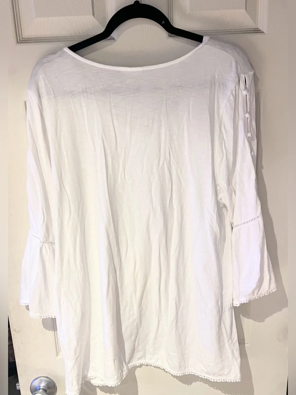 J. Jill White V-Neck Bell Sleeve Tunic Size XL - Picture 5 of 5
